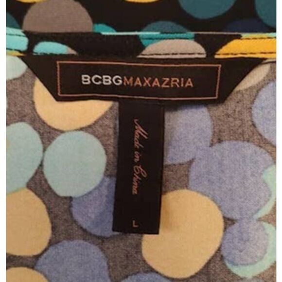 BCBGMaxazria Blue Yellow Polka Dot Dress Large - Picture 6 of 7